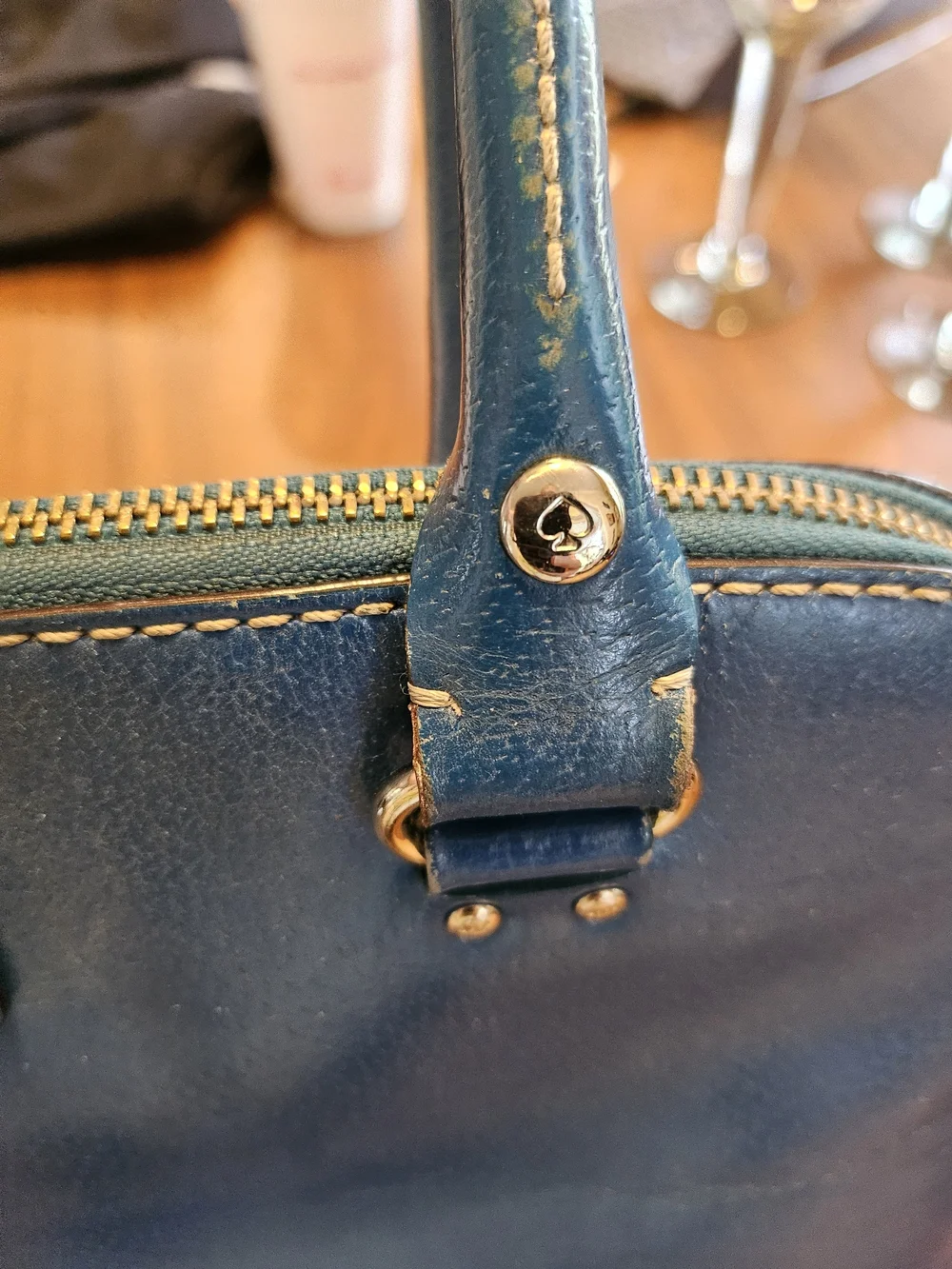 Kate Spade Rachel Wellesley Peacock Teal Leather Dome Satchel